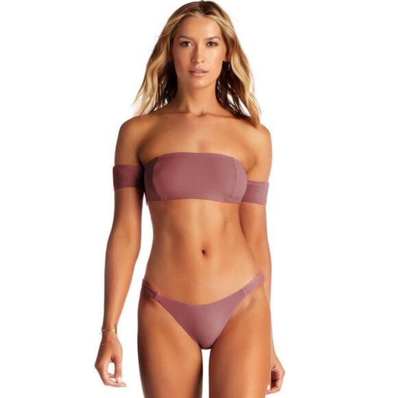 💕VITAMIN A💕 Rose Rib Bikini Set Havana Top + Carmen Bottom Dusty Rose 10 L NWT - Picture 4 of 16